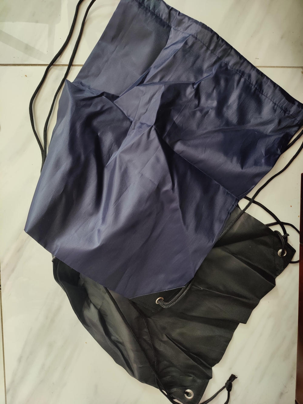 Navy and Black Drawstring Backpacks- Unbranded